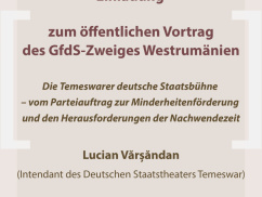 Meghívó a Német Nyelvi Társaság (GfdS) Nyugat-Romániai Fiókszervezetének nyilvános előadására (hibrid rendezvény) 2024